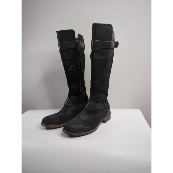 UGG AUSTRALIA DAYLE TALL BLACK LEATHER Tall RIDING BOOTS WOMAN’S SIZE 7 Zipper - Picture 1 of 13